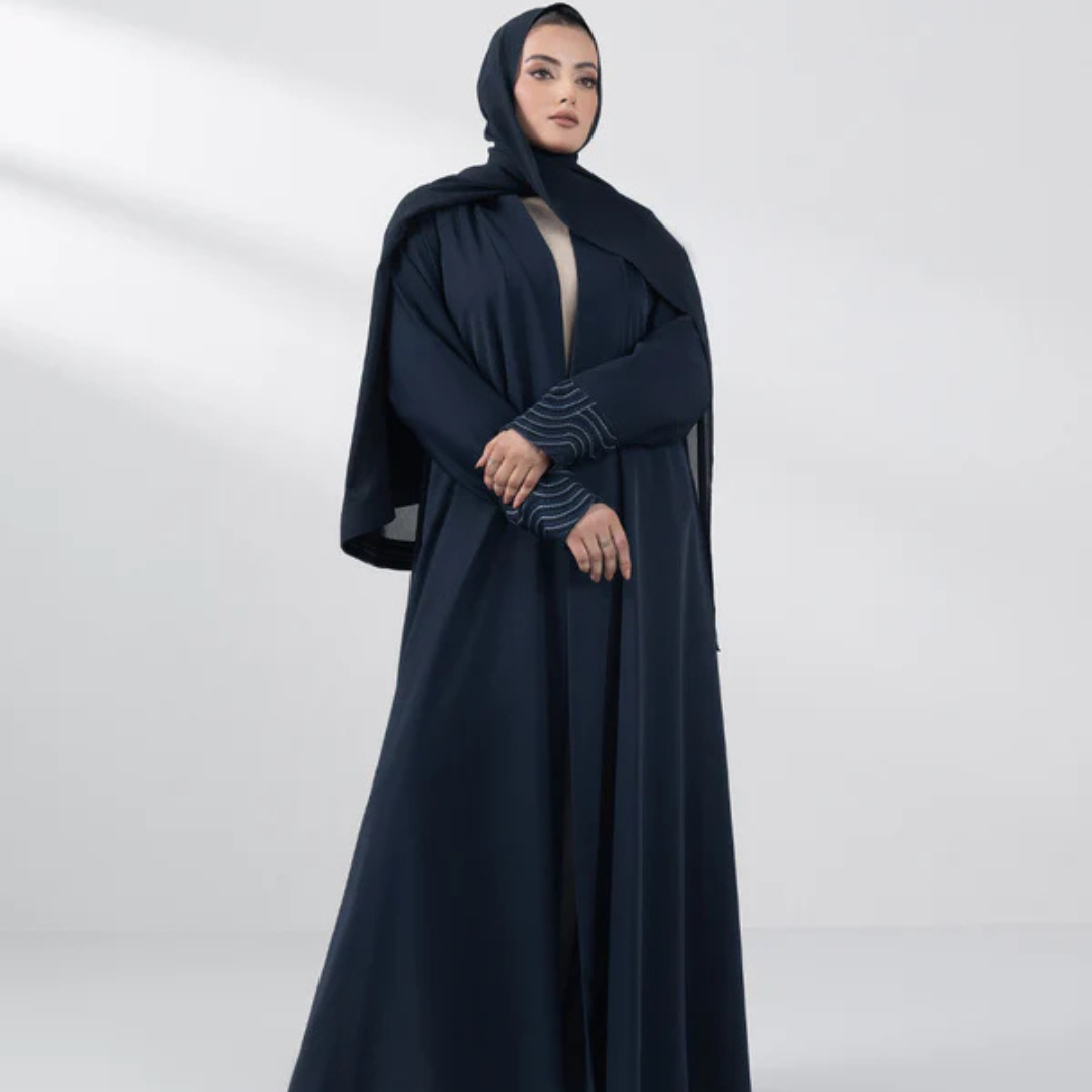 Embroidered Flared Abaya Set